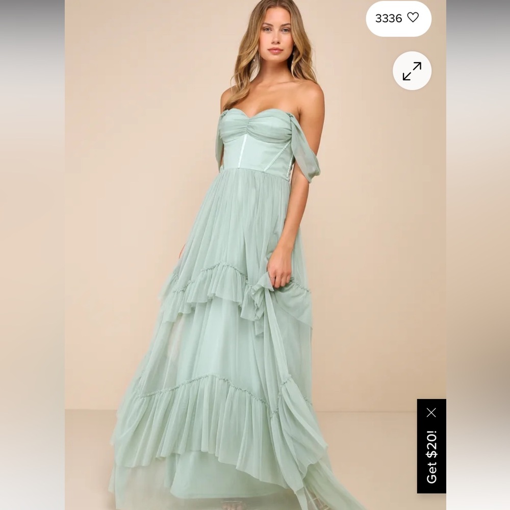 Lulu's Strapless Mint Green Gown
